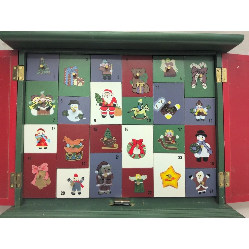VTG NEW 2003 Thomas Pacconi Classics Christmas Wooden Advent Calendar w/ Drawers